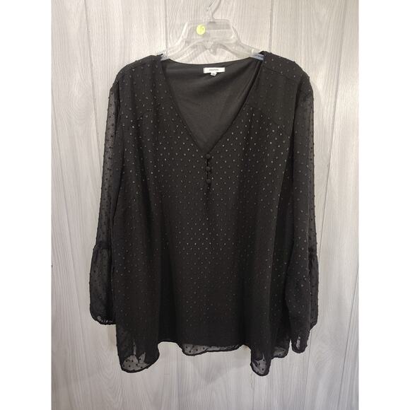 Women's Maurices Swiss Dot Black Top Size 3 Gothic Whimsygoth Alternative Plus - Picture 1 of 8
